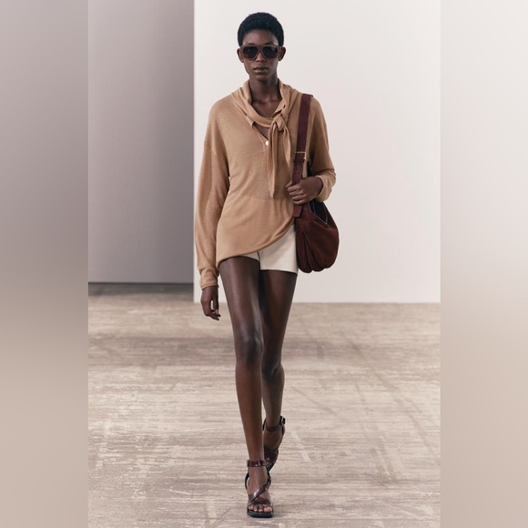 ZARA BASIC KNIT SCARF SWEATER - Picture 2 of 10